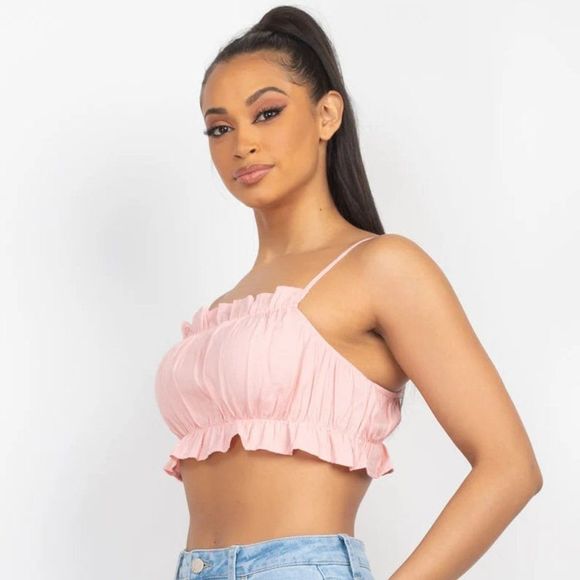 Ruffled Sleeveless Crop Top - Crop top - Top - Blouse - Summer top - Picture 2 of 5